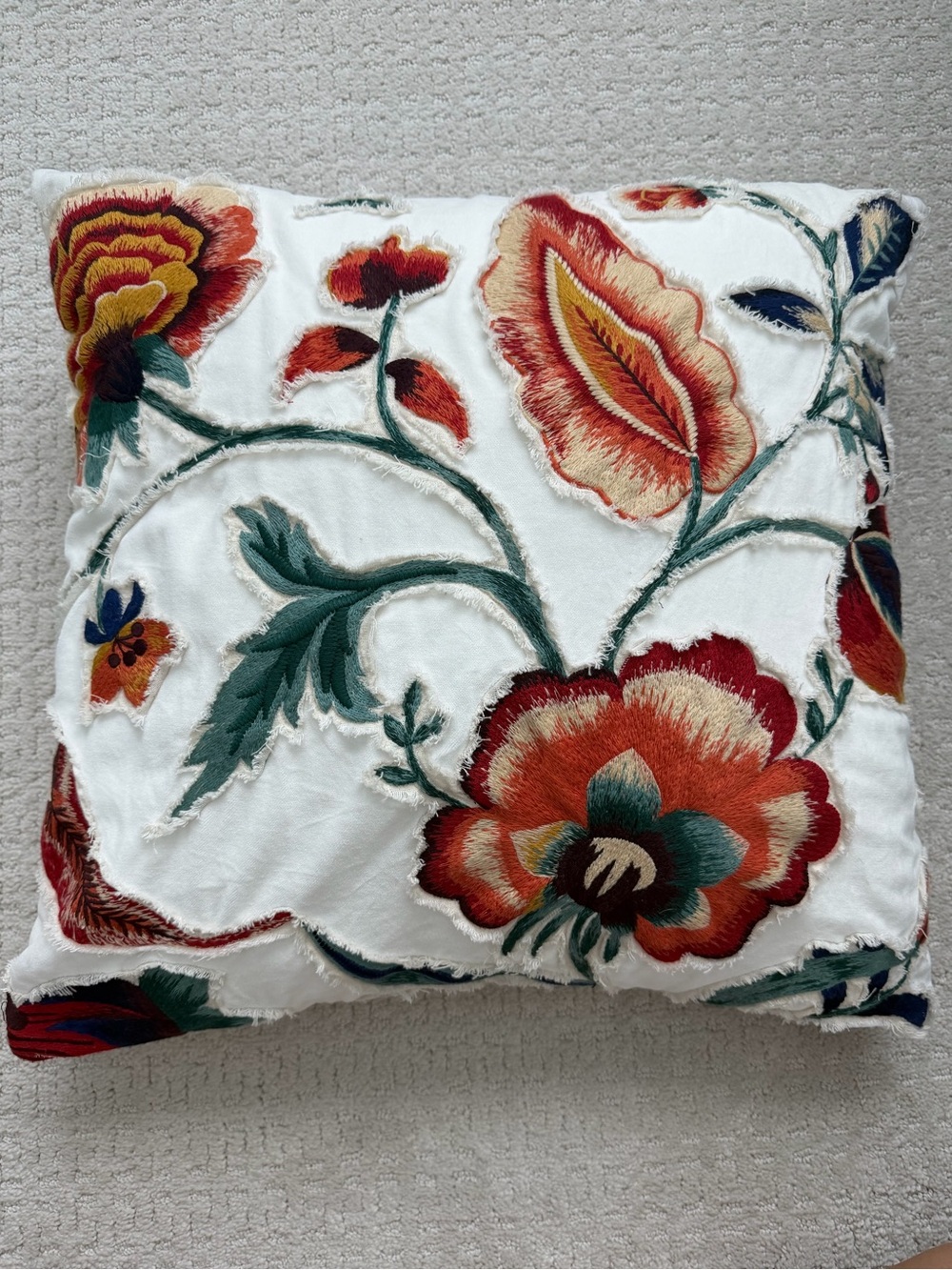Southern Living Embroidered Floral Throw Pillow Cover 20x20